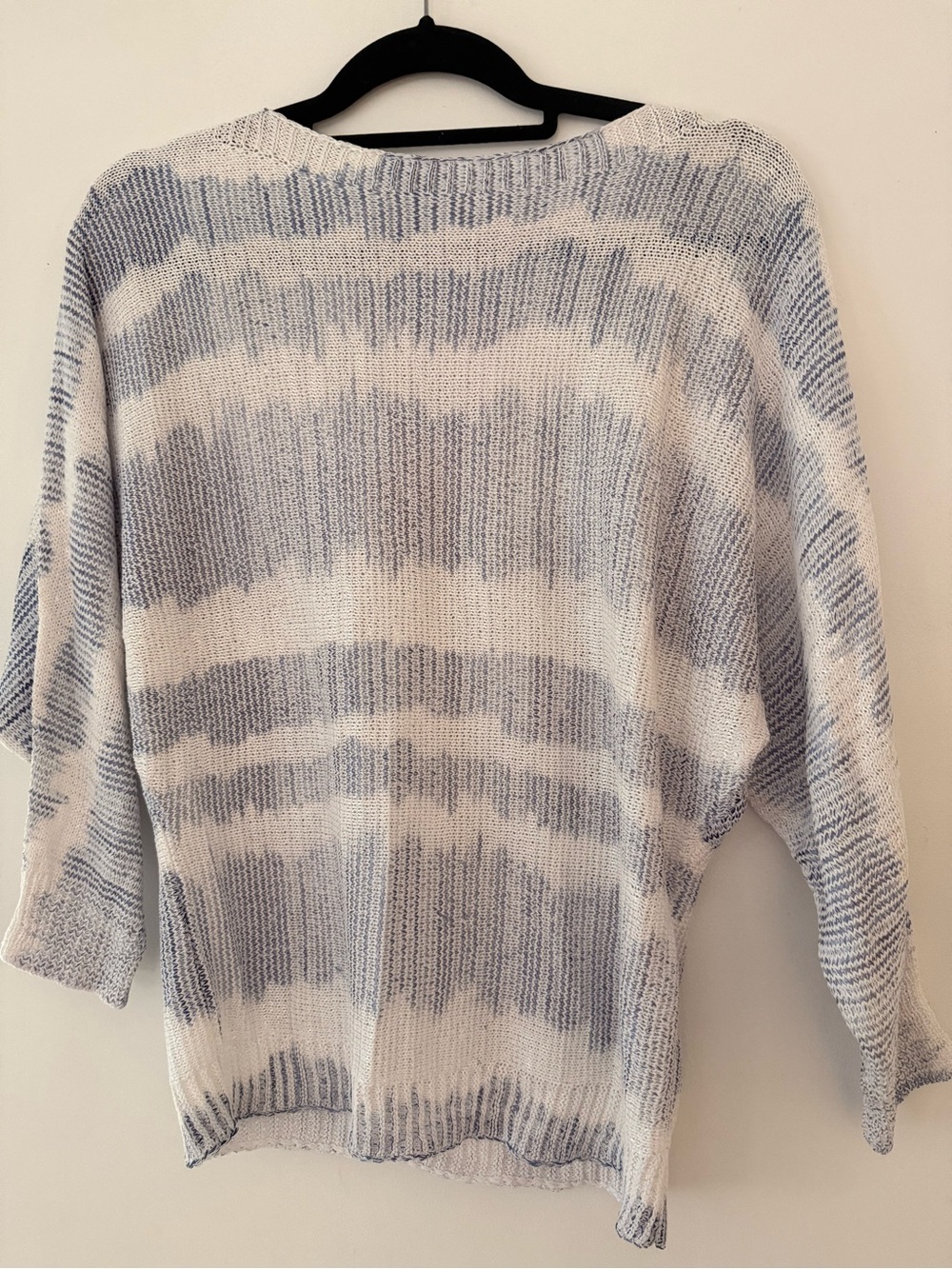 Sioni Blue and White Striped Scoop Neck Sweater - Lightweight